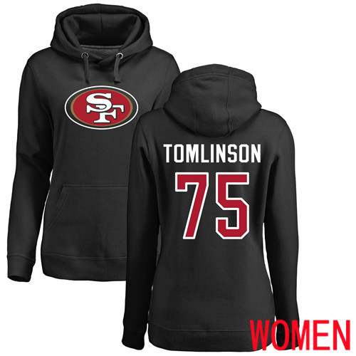 San Francisco 49ers Black Women Laken Tomlinson Name and Number Logo #75 Pullover->nfl t-shirts->Sports Accessory